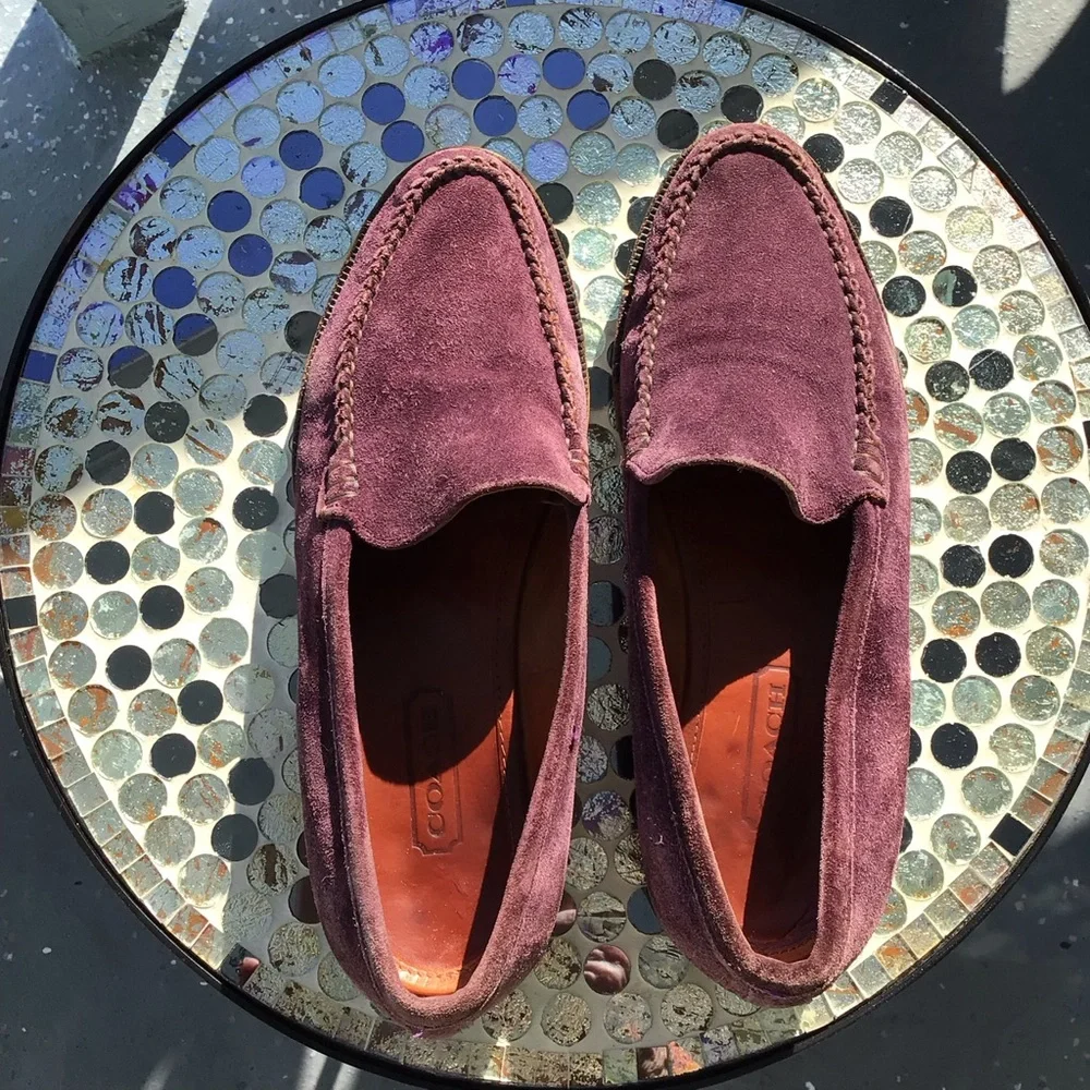 Vintage Coach Womens Suede Loafers in Deep Burgundy - Classic Slip-On Style - Picture 11 of 14